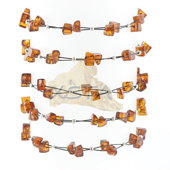 dark cognac amber bracelet with wire
